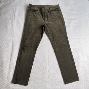 J Jill Women's 12 Mid Rise Slim‎ Leg Velvet Pants Dark Olive Green Stretch Comfy